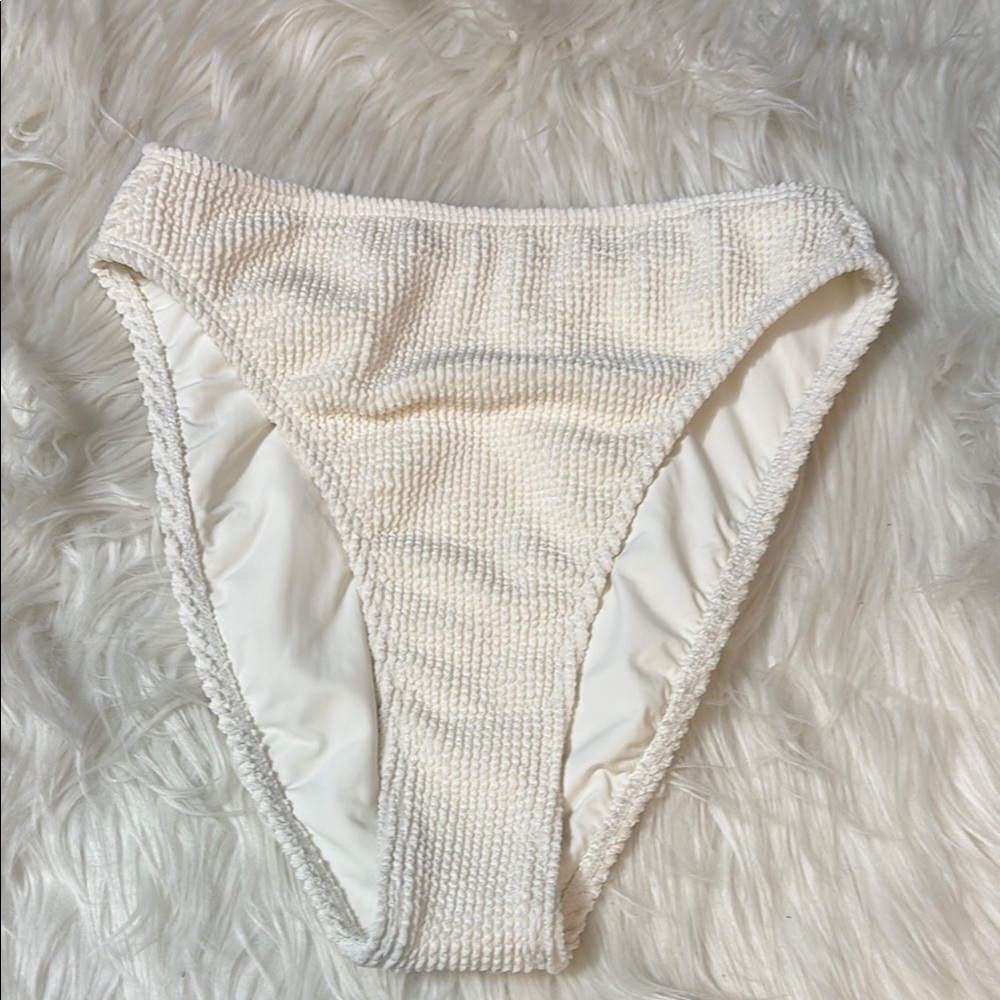 NWOT Good American White Textured Bikini Swim Bottoms Only XXS/XS